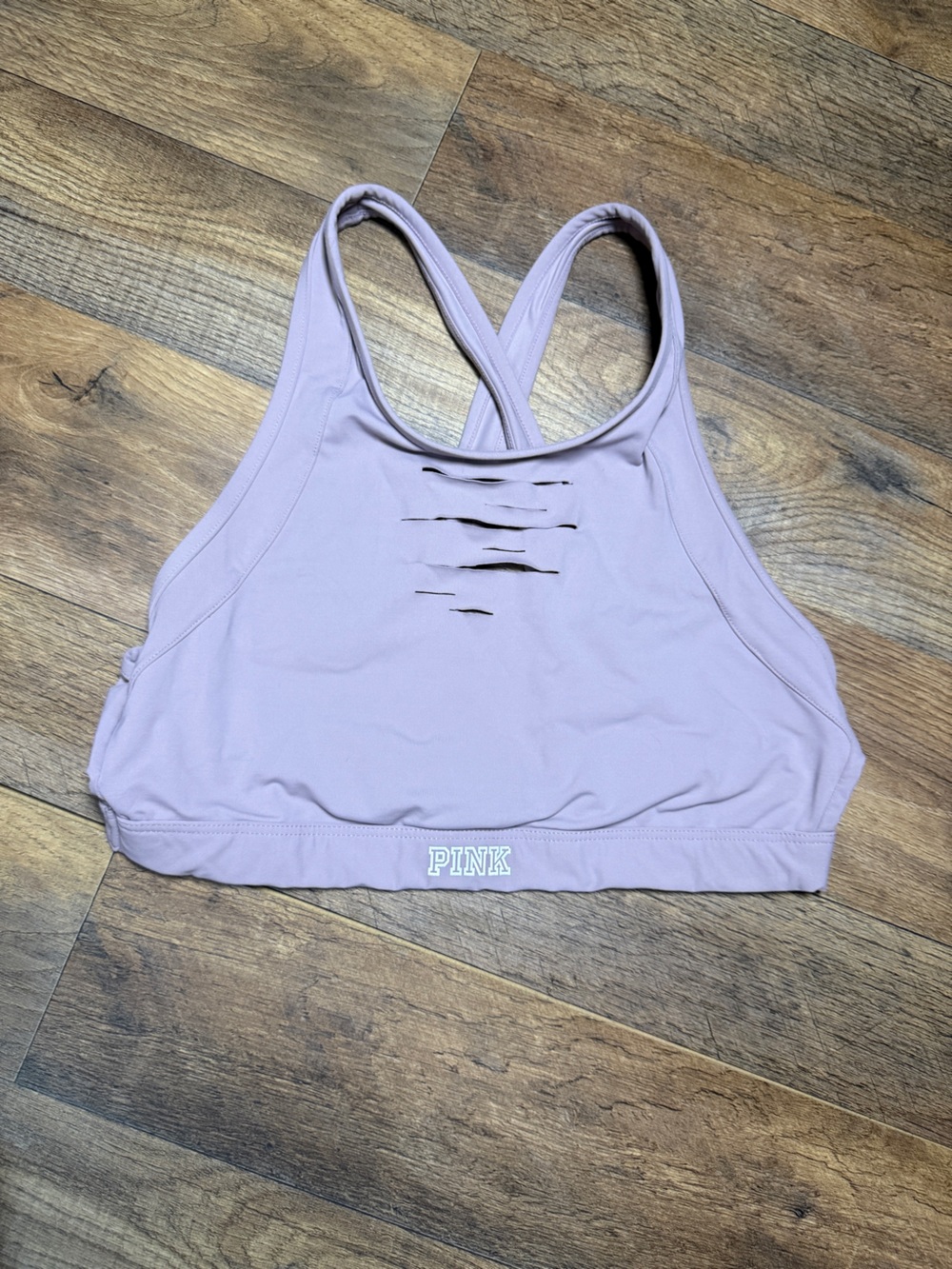 PINK Victoria's Secret Light Lavender Cutout Racerback Sports Bra Size Small